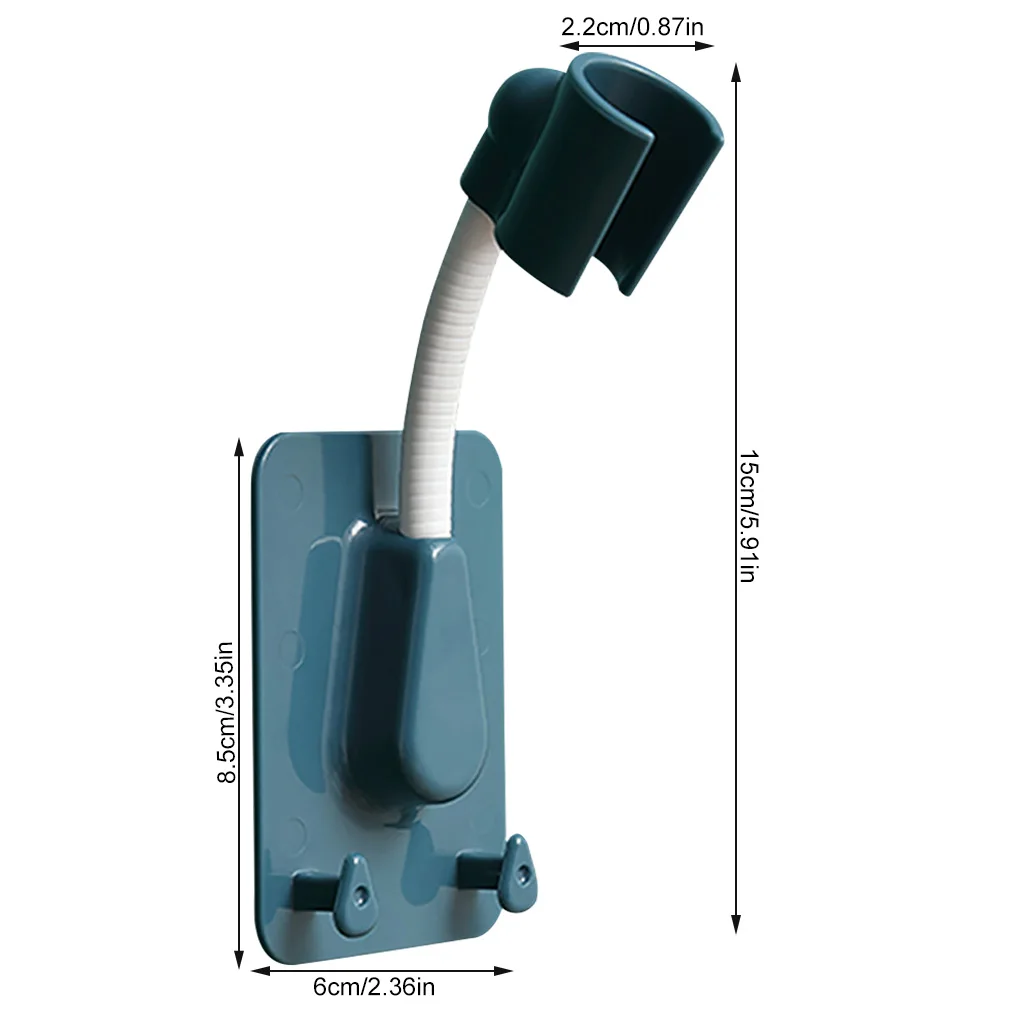 

Self-Adhesive Shower Head Bracket Adjustable Showerhead Holder Showering Wall Mounted Stand with Hook Support for Blue
