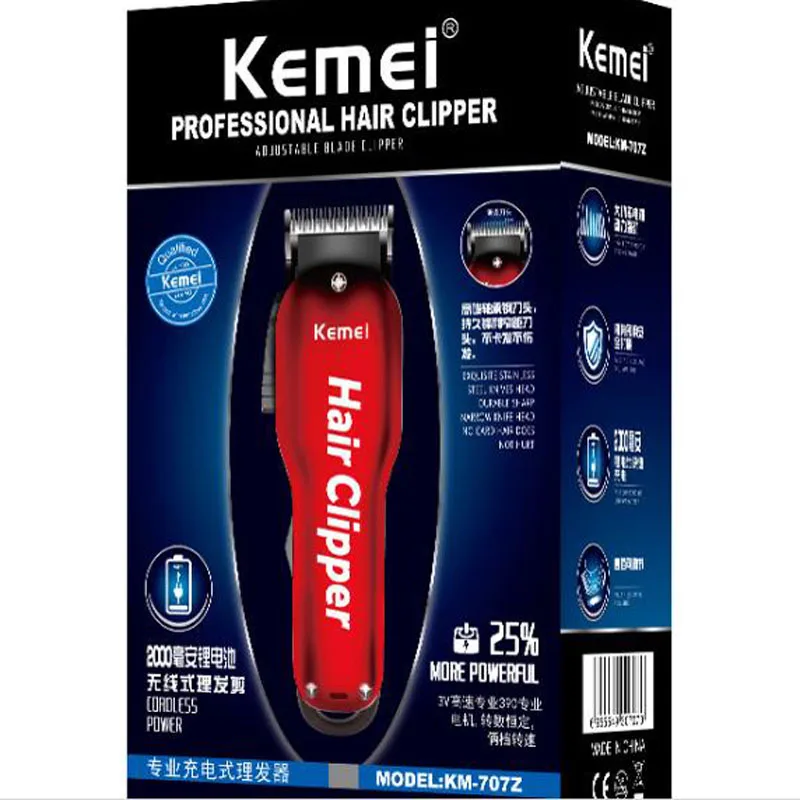 

Kemei electric hair clipper KM-707Z China red carbon steel adjustable double-tooth cutter head professional noise reduction prof