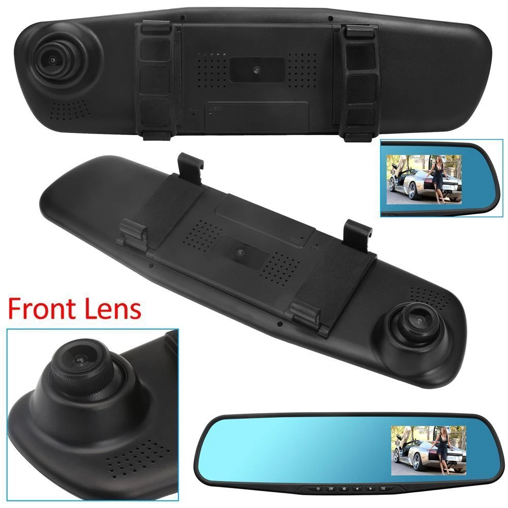 4 3 ''Автомобильный видеорегистратор с двойным объективом Full HD 1080P фронтальная