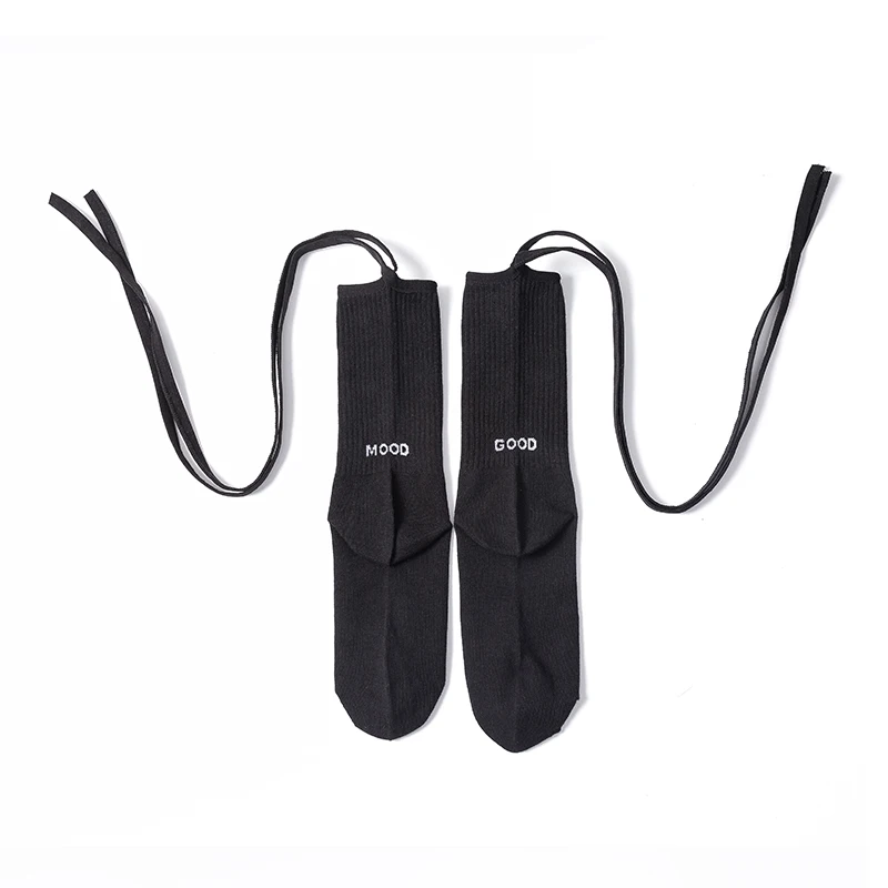 

Fashion Japanese style Harajuku street hip-hop socks solid color lace letters printing casual socks female Gothic bandage socks