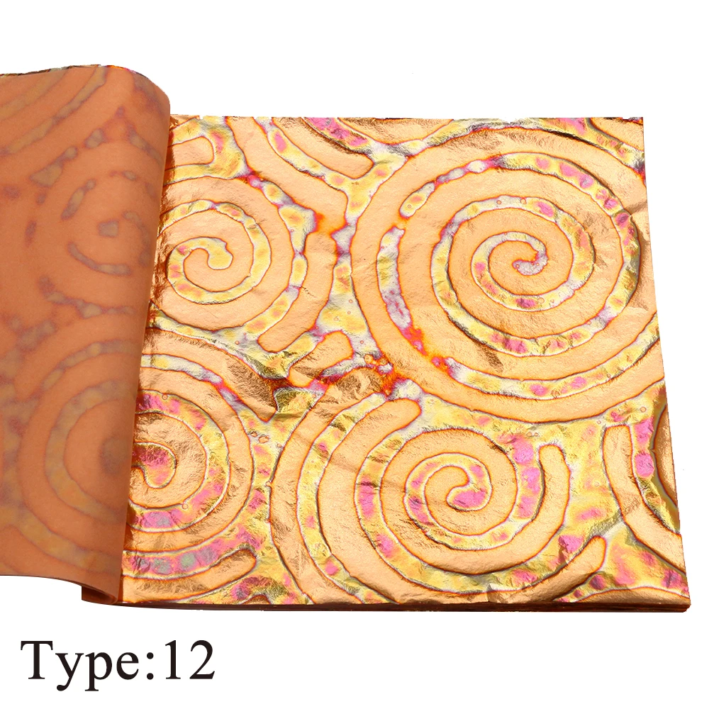 Цветная разноцветная Золотая фольга в форме листьев 25 шт. 14x14 см пятнистая медная