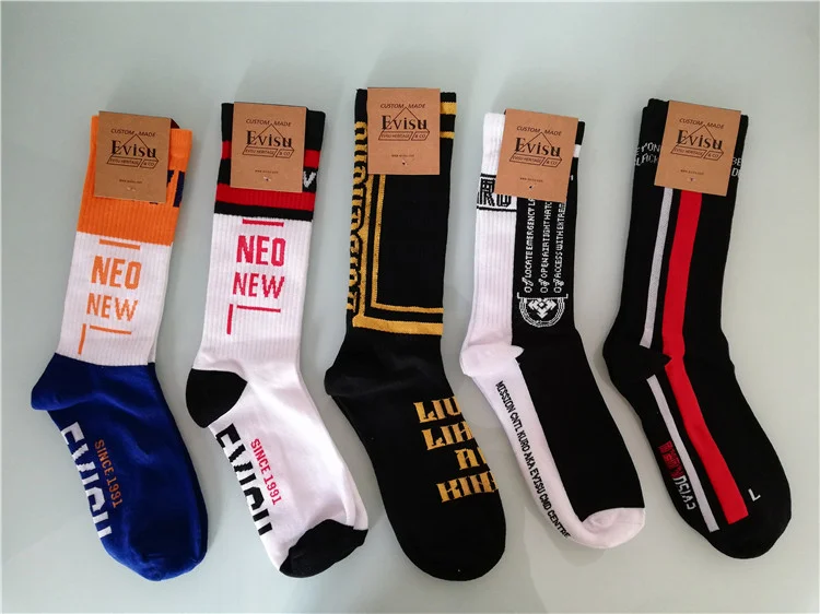 Бренд Evisu повседневные хлопковые мужские носки Модные дышащие теплые чулки спортивные мужские и женские парные носки