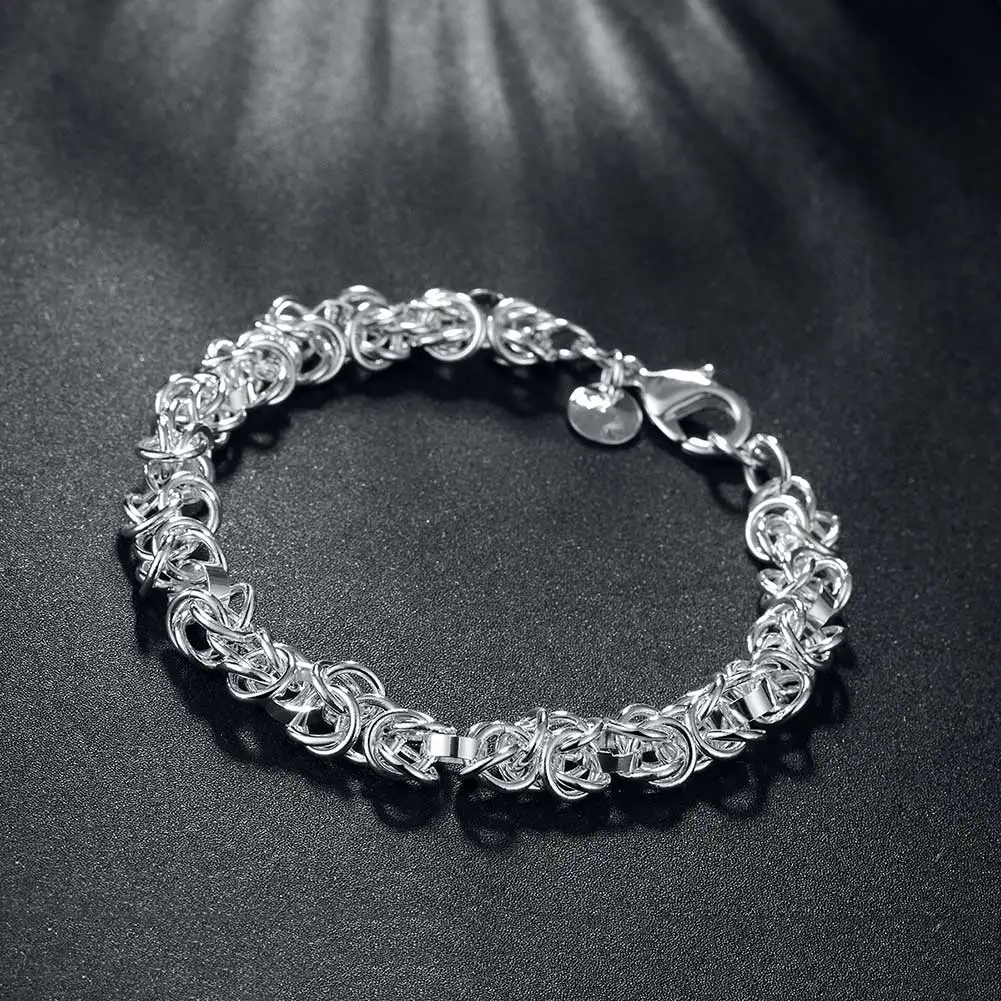 

925 Sterling Silver Circle Chain Bracelet For Woman Charm Wedding Engagement Fashion Party Jewelry Pulseiras es Plata