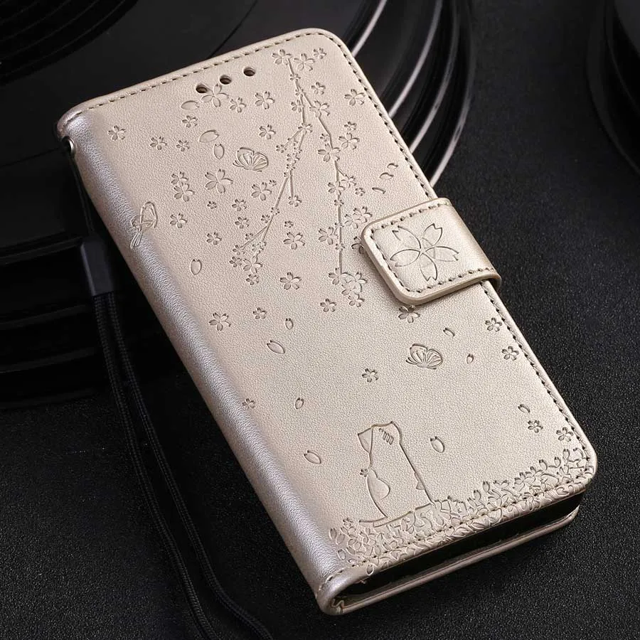Модный кожаный чехол бумажник с котом для Samsung Galaxy S6 S7 Edge S8 S9 J4 J6 A6 Plus A7 2018 J3 J5 J7 2016 A5