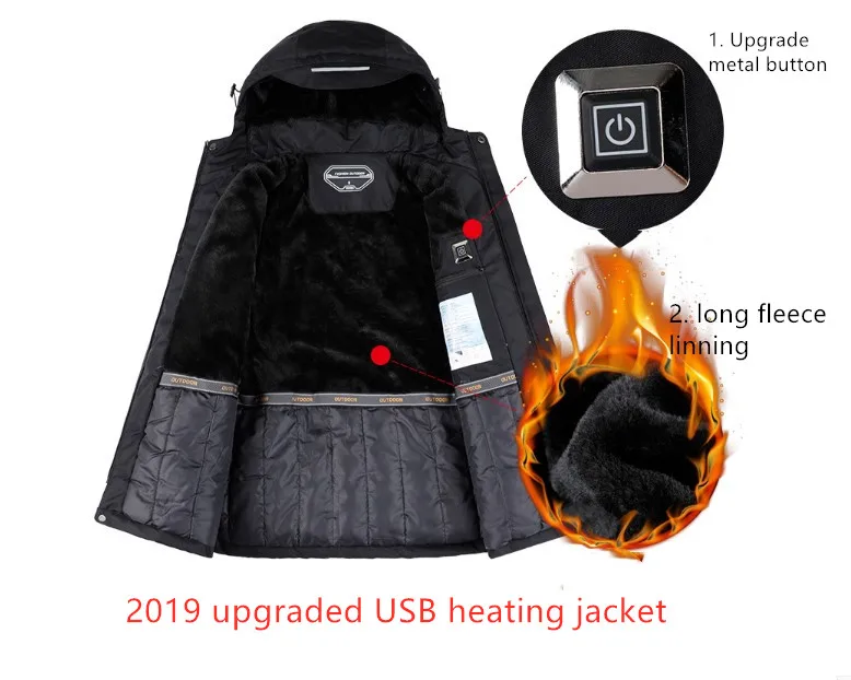 Зимняя куртка из хлопка с инфракрасным подогревом USB для мужчин и женщин, ветрозащитная Водонепроницаемая ветровка для походов и альпинизма, флисовое пальто