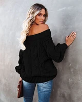 2021 new women knit sweater top long sleeve slash neck casual fashion woman slim fit tight knitted sweaters pullover tops