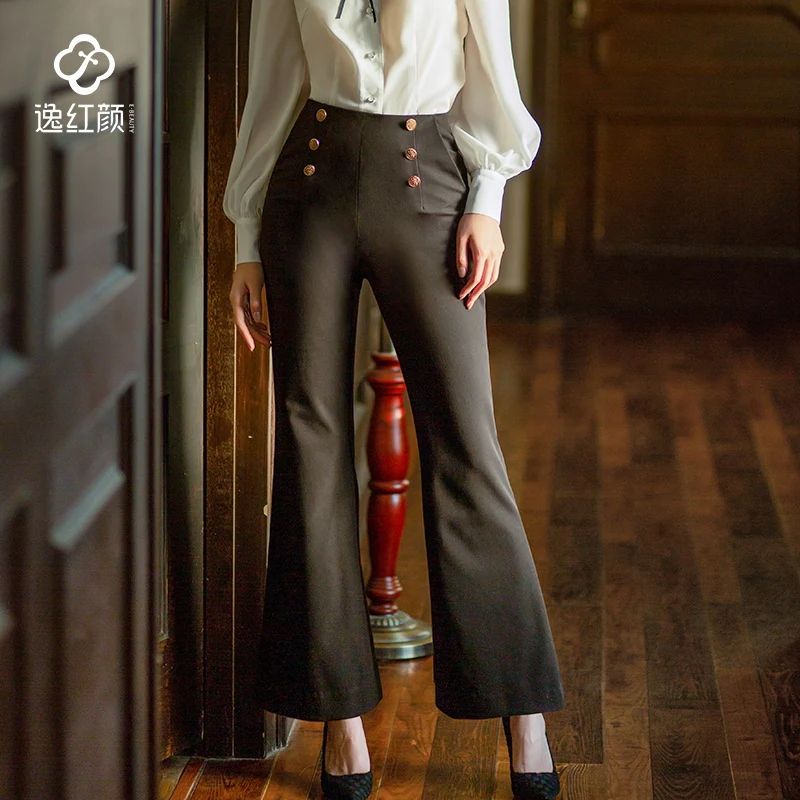 Koop Escape Schoonheid Chuan Tr * Inkt Twill Hoge Taille Broek Vrouwelijke Professionele Wind Broek Van Bootleg Retro Vrouwen Broek