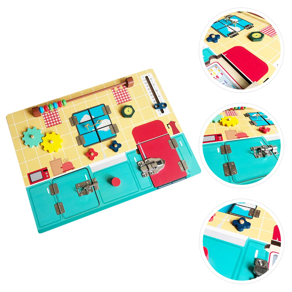 

1pc Wooden Busy Board Kids Unlocking Plaything School Early Education