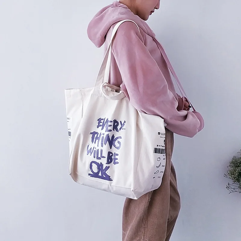 Простая Холщовая Сумка большой емкости Ретро сумка на плечо с монограммой