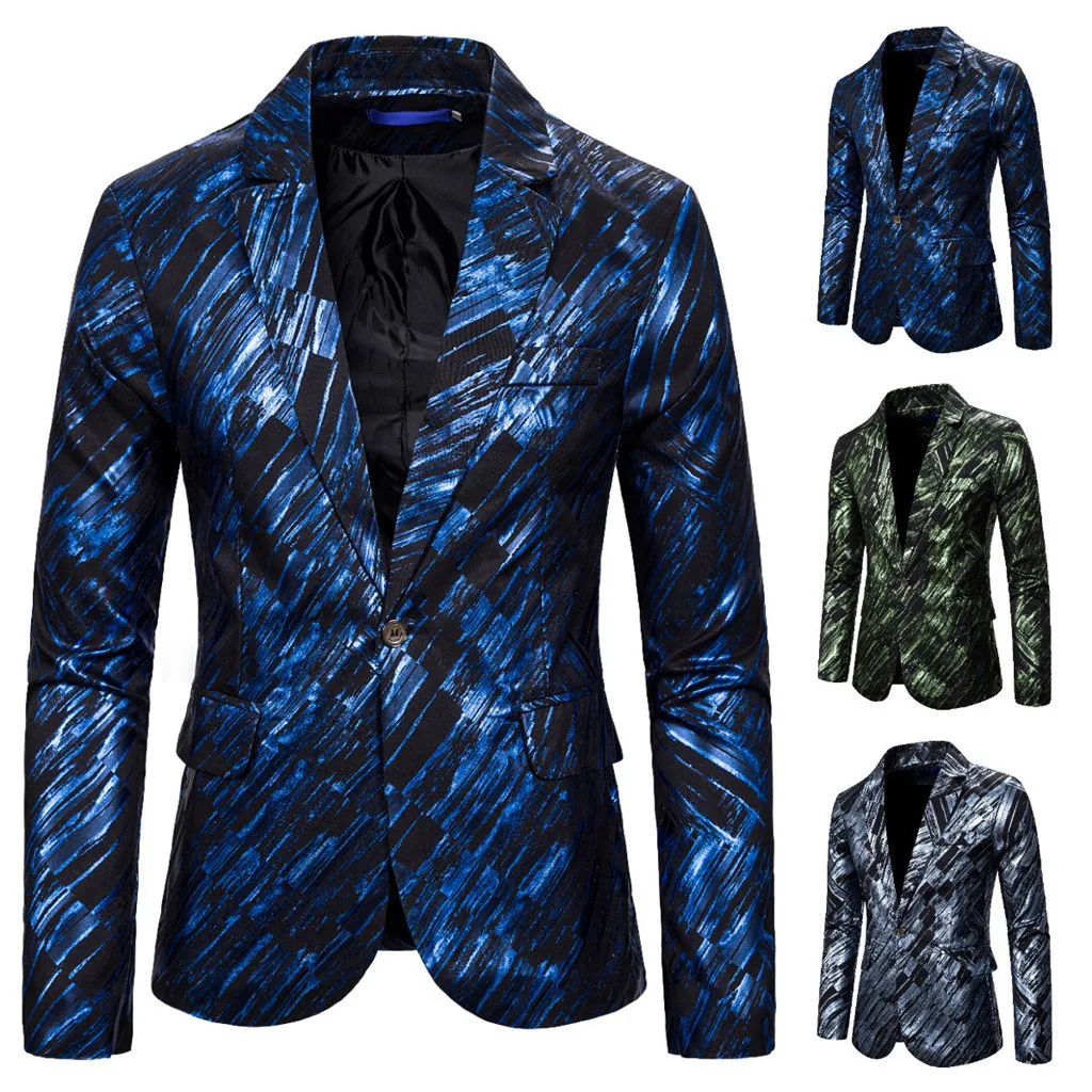 Мужской Блейзер SAGACE advanced с одной пряжкой принтом красителя для клуба сцены