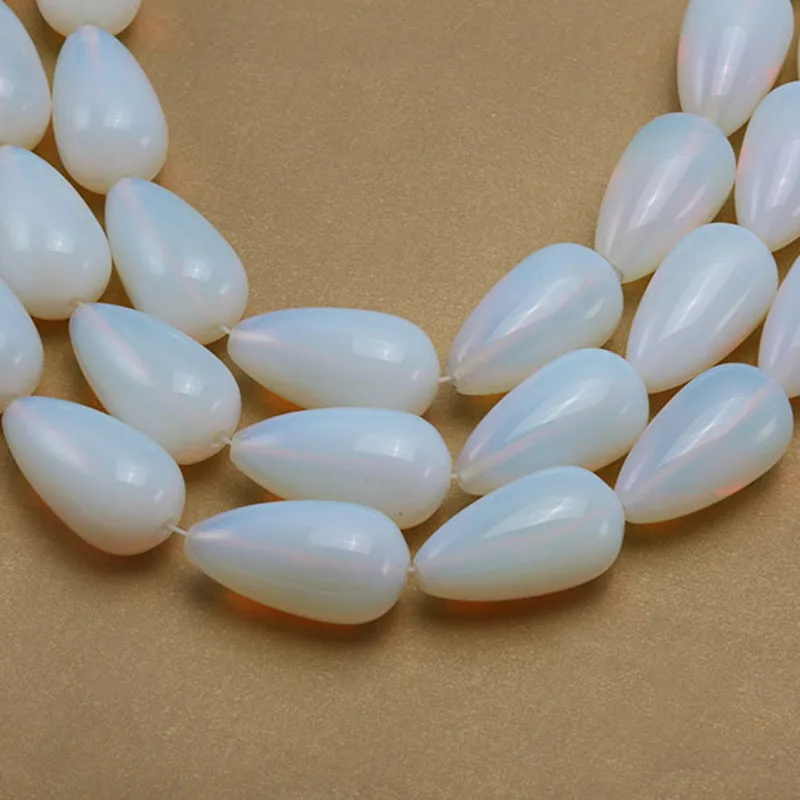 

JYX Wholesale 20x35mm Drop-shaped Milky Moonstone Beads Loose String Healing DIY Jewelry Home Decor