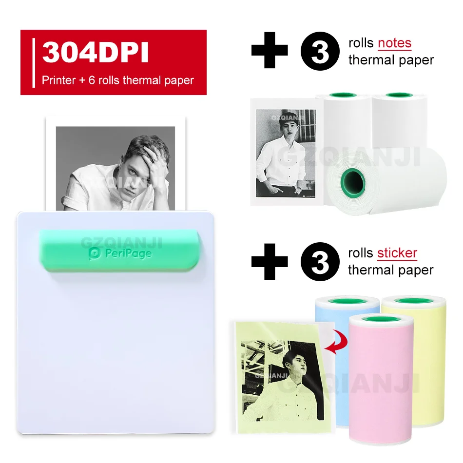 304-3notes3sticker-C Новое поступление фототермический принтер Бесплатный Appp Мини карманный чековый принтер 58 мм для телефона android iOS с функцией AR/power Bank - Цвет: 304-3notes3sticker-C