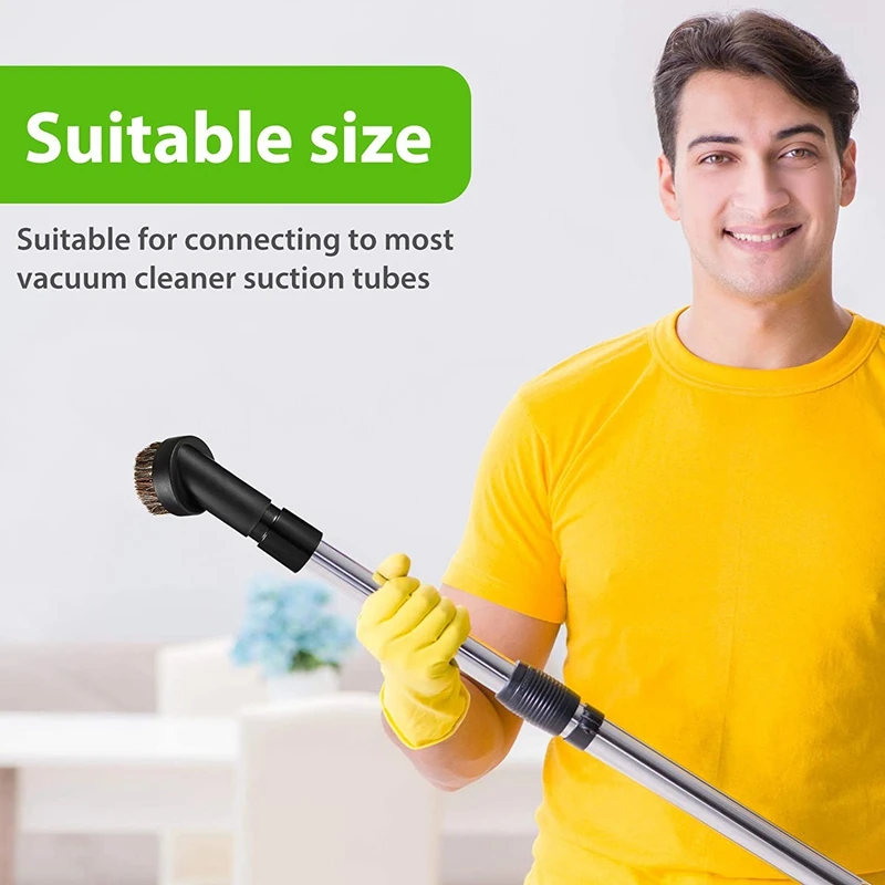 

2Set Round Horse Hair Dust Brush Soft Bristle Cleaner Vacuum Brush Attachment with 1.25 to 1.37 Inch Vacuum Hose Adapter