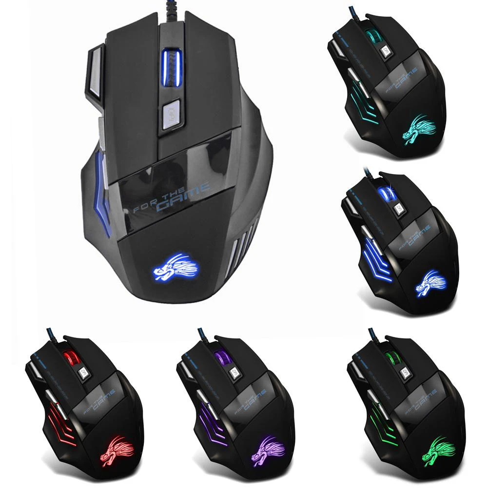 

Adjustable USB Wired Optical Mice Gaming Mouse 7-Color Backlight 5500 DPI for PC Office Notebook Mice Mouse Pro Gamer
