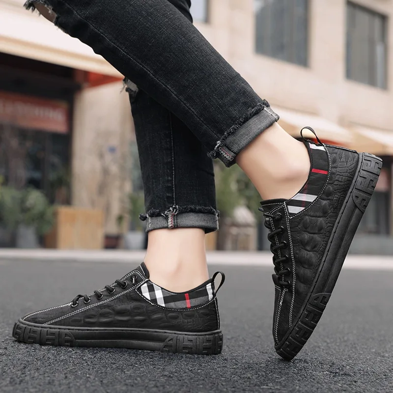 

2021 hot sale men's casual shoes crocodile pattern lazy shoes men sports shoes breathable board shoes men sneakers running shoes