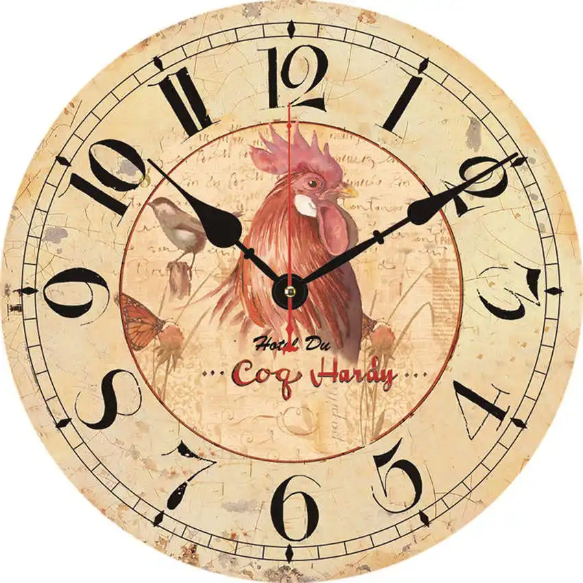 Chicken Clock Q Антикварные настенные часы, кухонные часы, потертые Ретро часы для декора кухни, Новое поступление - Цвет: Chicken Clock Q
