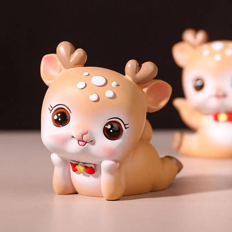 

Mini Lovely Cartoon Deer Shaped Resin Crafts Home Living Room Desktop Decoration Ornaments Car Figurines Cake Baking Decorations