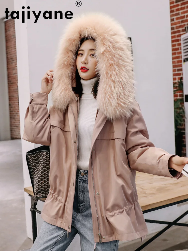 

Tajiyane Winter Coats Women 2020 Real Rex Rabbit Fur Lining Jackets Woman Natural Raccoon Fur Collar Hooded Parkas Casacos TN758