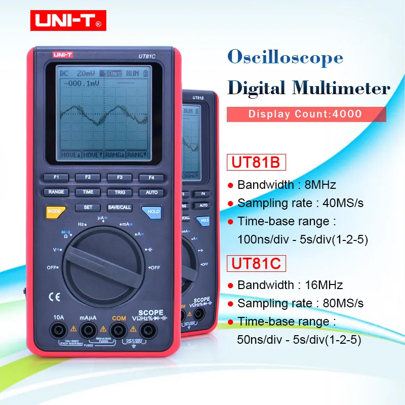 

UNI-T UT81B Digital Multimeters Handheld Digital Multimeter w/USB/ LCD Meter Tester Oscilloscope Input Diode USB Interface