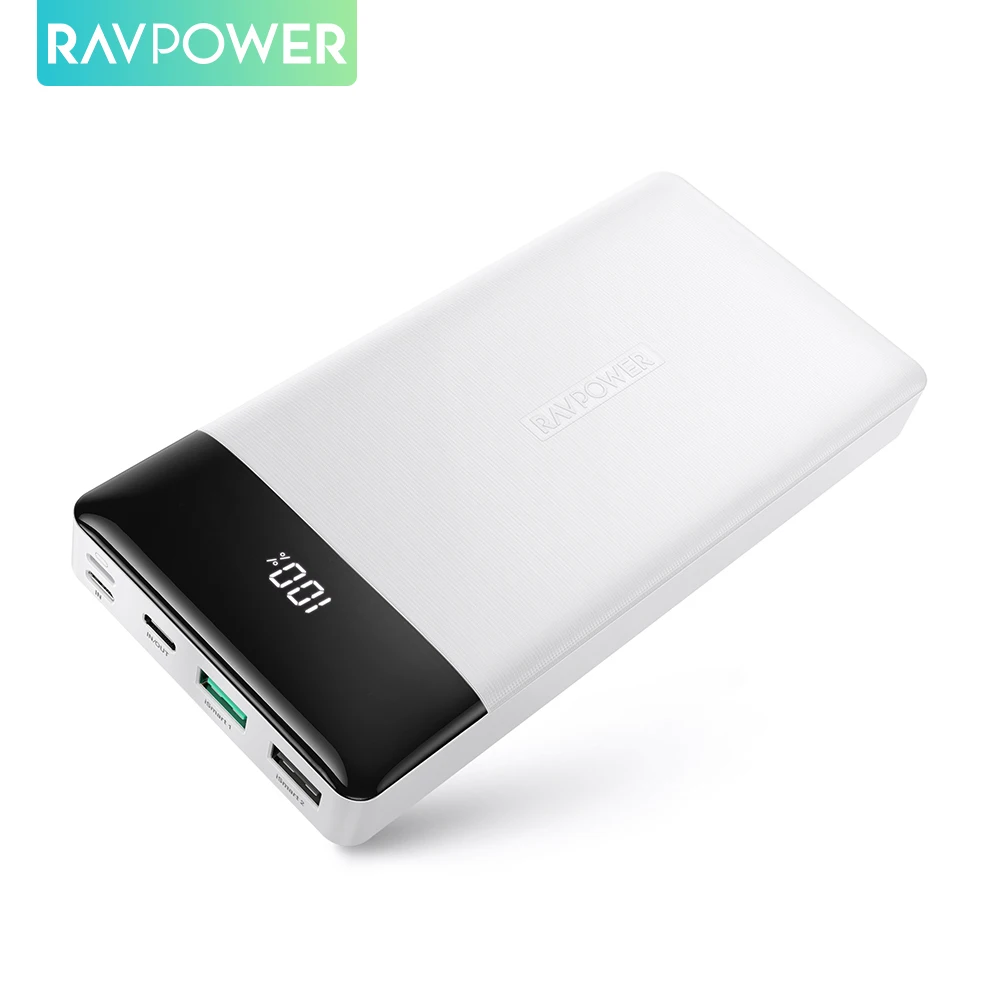 

RAVPower Power Bank 20000mAh 18W PD3.0 Powerbank 5 Ports Portable Charger USB Type C Charging PoverBank for iPhone Xiaomi Huawei