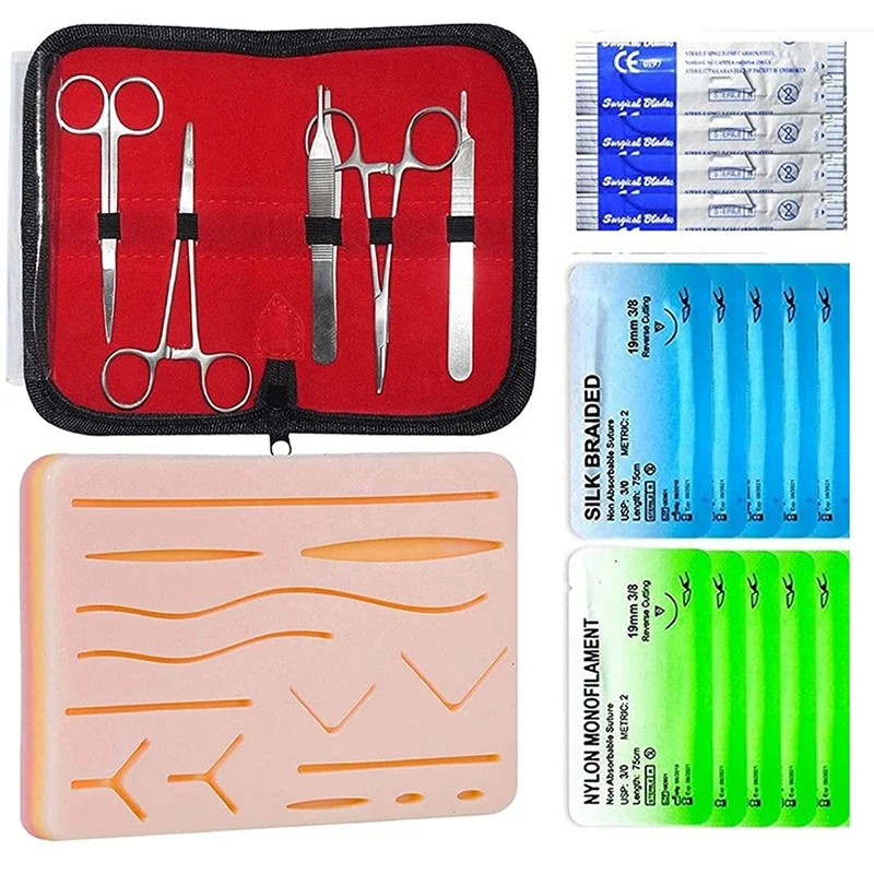 

Suture Practice Kit for , and Vet Student Suture Training, with 14 Pre-Cut Wounds, Suture Tools, Suture Thread