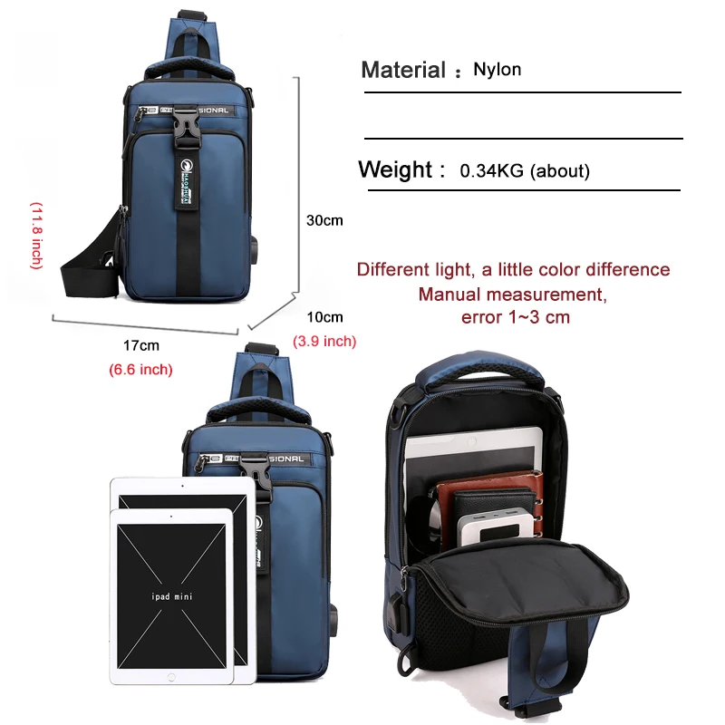 Мужская многофункциональная деловая сумка износостойкая нейлоновая простая