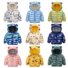 Симпатичная куртка для маленьких девочек светильник кие пуховики для мальчиков с капюшоном с ушками, зимняя верхняя одежда для девочек с капюшоном, детская одежда, жилет с мультипликационным рисунком