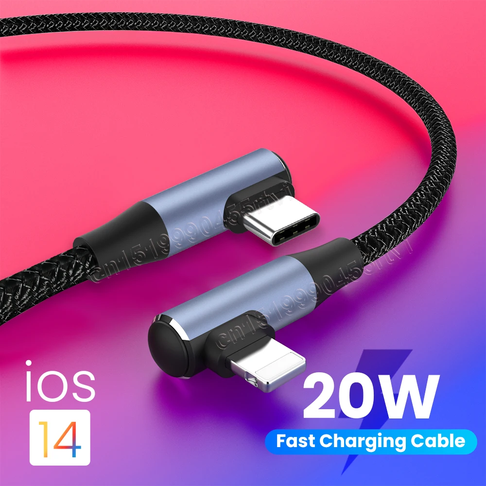 Cable USB de doble codo PD para iPhone 13, 12 Pro Max,...