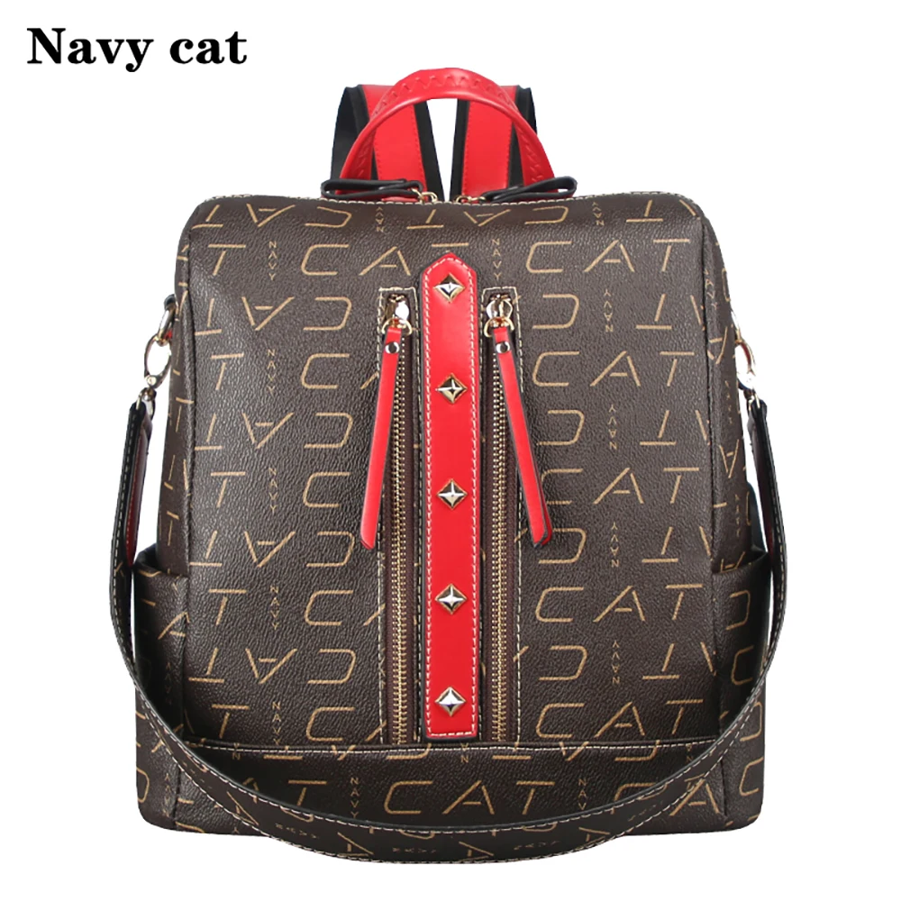 Темно синяя кошка Новая мода из искусственной кожи для женщин Backapck женская сумка