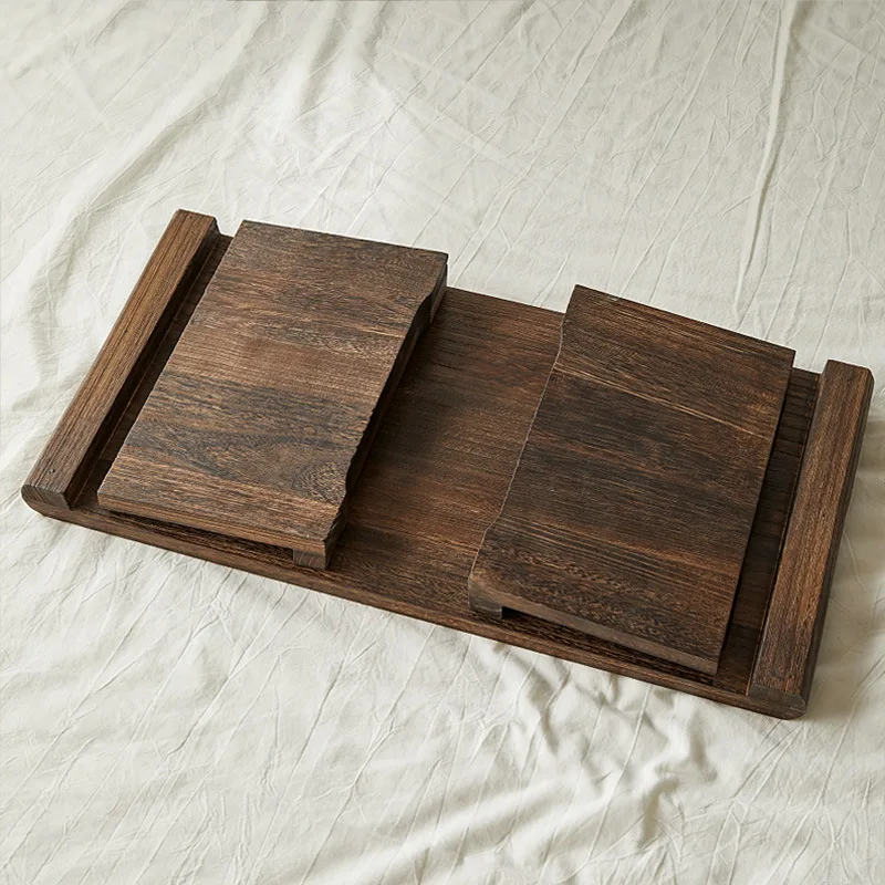 Складной низкий столик из твердого дерева для чая японского стиля для дома на балконе под окном.