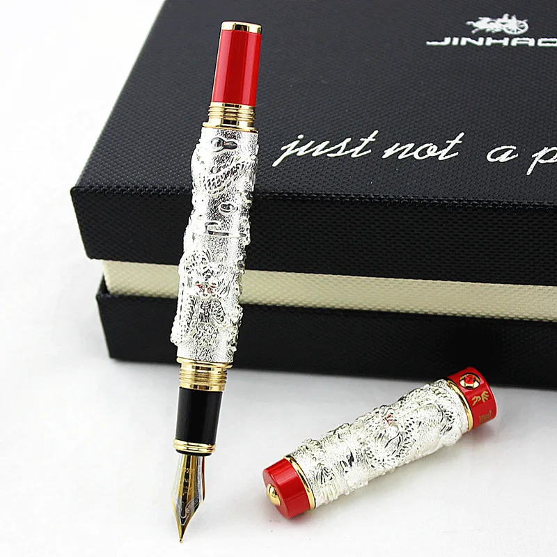 Jinhao двойной дракон/змеиная винтажная Роскошная авторучка/ручка держатель полностью Металлическая резьба тиснение Тяжелая Подарочная Ручка Коллекция