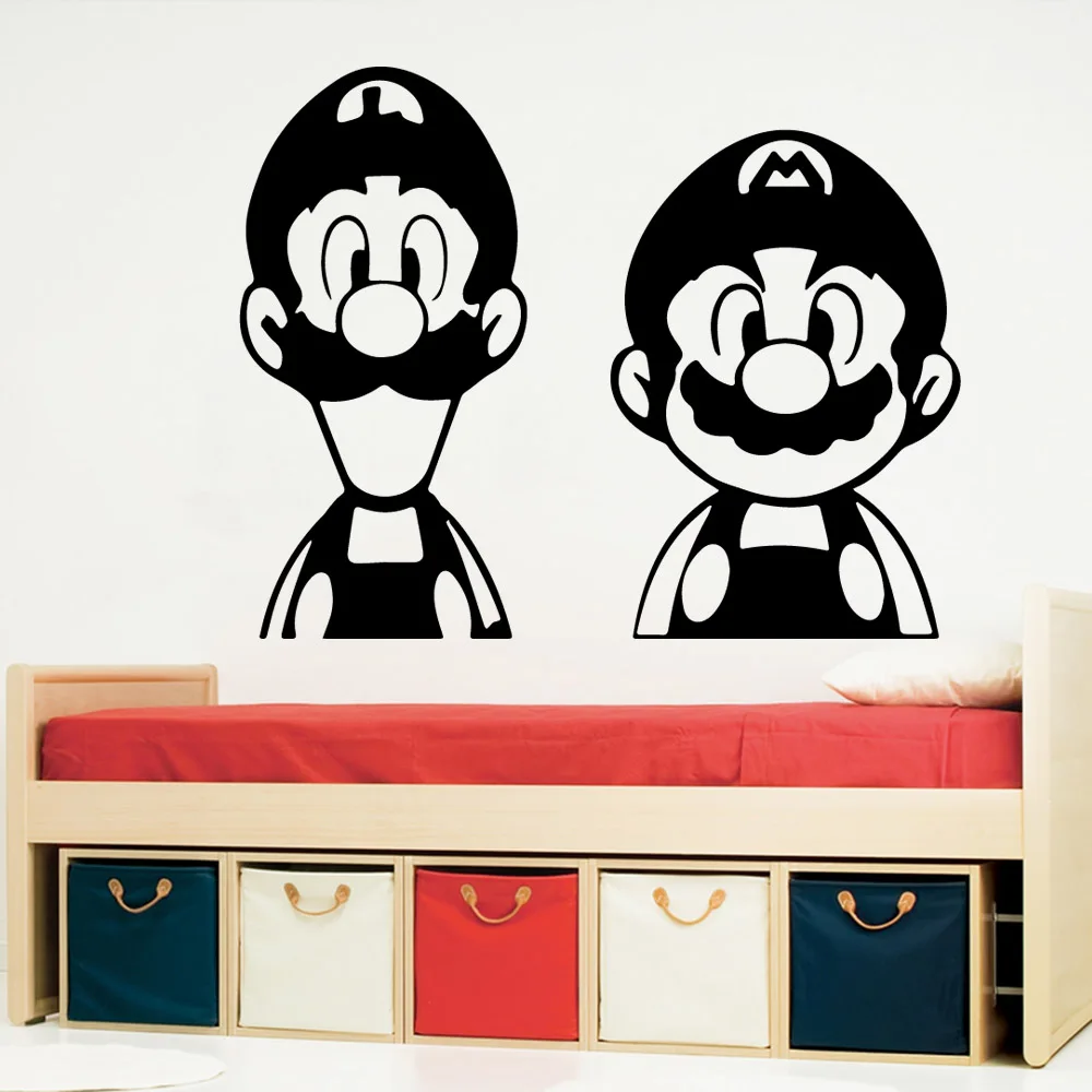 Современная Настенная Наклейка в виде Супер Марио настенные ПВХ обои для игр