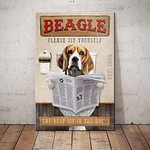 

Beagle Dog Metal Tin Sign Please Sit Yourself The Best Sit In The House Printing Poster Bathroom Home Art Wall Decoration Plaque