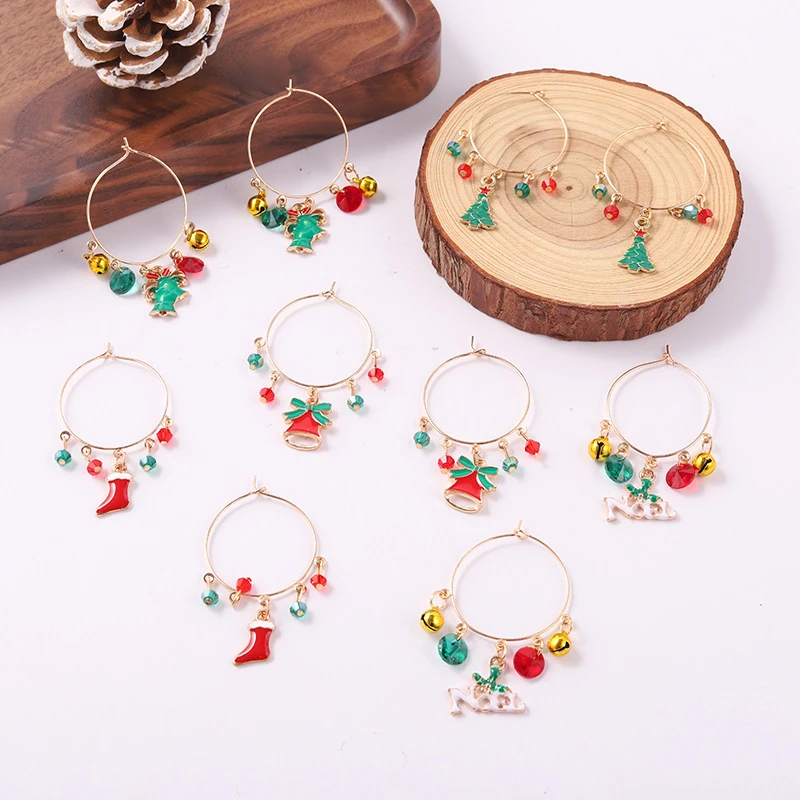 

New Christmas Earrings Pendant Christmas Tree Snowflake Antelope Santa Claus Boots Earrings Jewelry Accessories