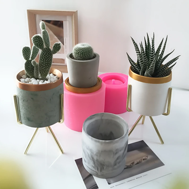 

Net red Nordic ceramic small flower pot flower stand desktop iron succulent pot pot decorative iron stand