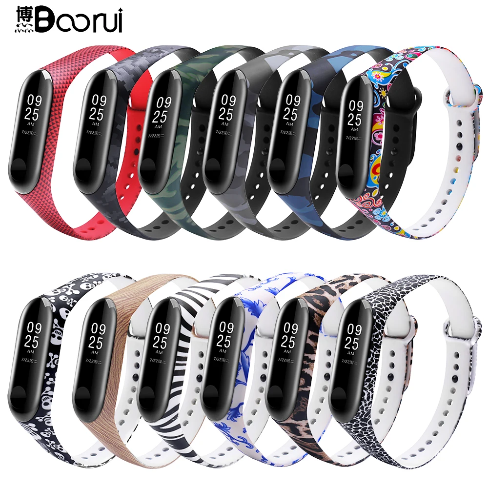 BOORUI mi band 3 ремешок mi Группа 3 аксессуары замена силиконовые разнообразные ремешок для xiaomi mi 3 Смарт-браслеты