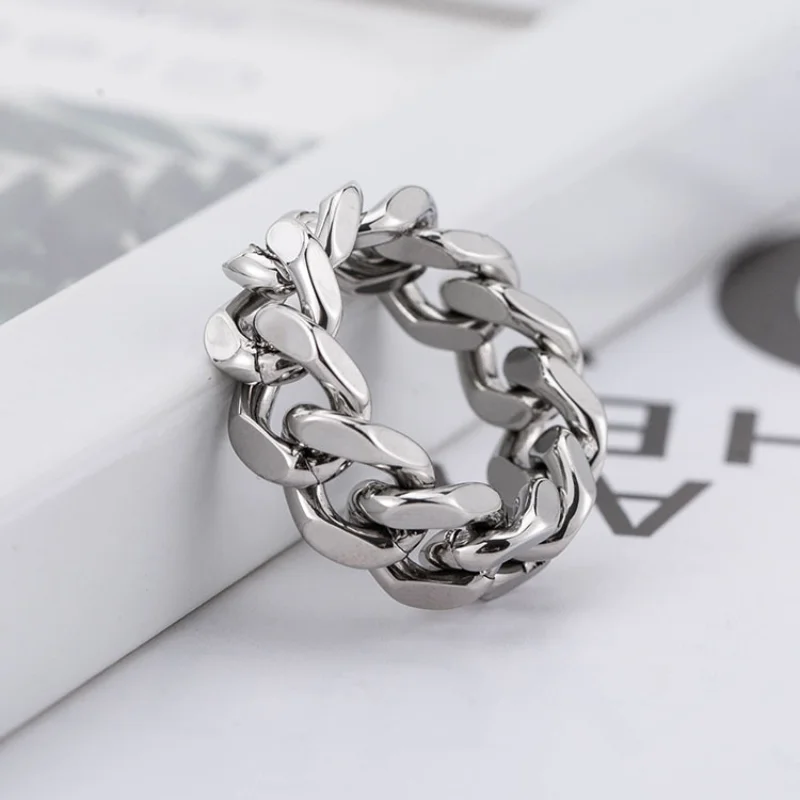 

New Arrival Creative Punk Titanium Steel Smooth Men's Chain Ring Fashion Cool Handsome Mens Rings Wholesale Jewelry