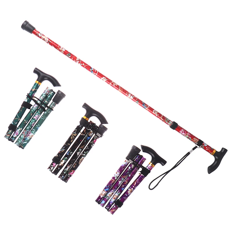 5-Section Outdoor Fold Trekking Poles Printed Walking Stick For Hiking Naturehike Antishock Or Elderly | Спорт и развлечения