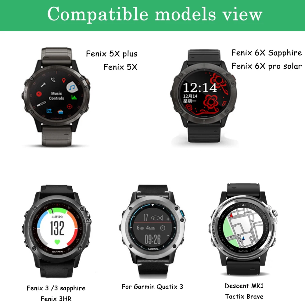 Ремешок для наручных часов застежка-кольцо Garmin Fenix 3hr 6X pro силиконовая резиновая