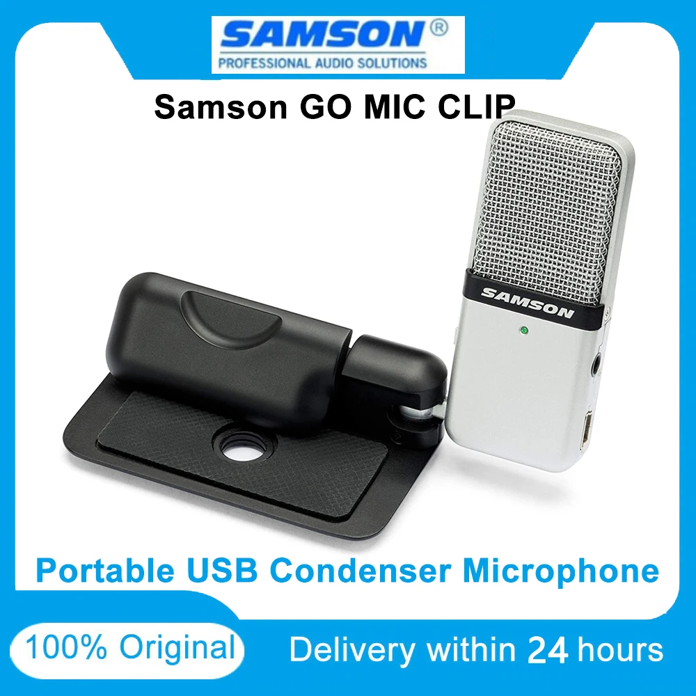 Samson Go Mic Clip Type Portable Recording Condenser Microphone With USB Cable Carrying Case For PC Recording Music Podcasting