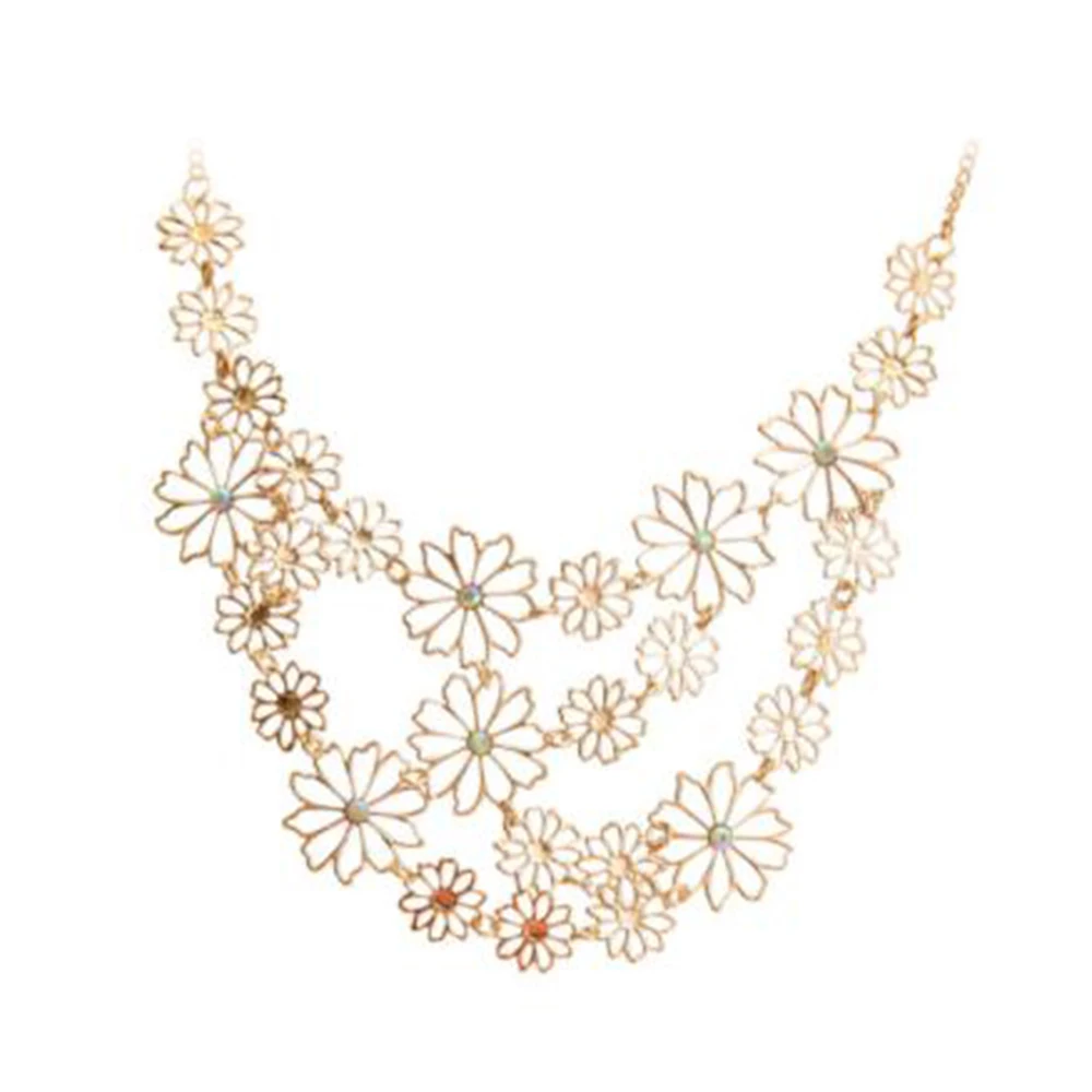 Модное полое ожерелье с камелией романтическая Цветочная Цепочка-ключица со