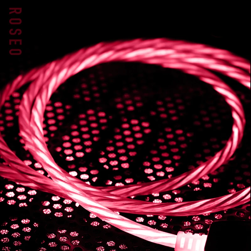 Красный Светодиодный кабель Micro USB, светящийся, видимый светильник, люминесцентный, 3,0, зарядный шнур, USB кабель type-C для samsung, Xiaomi, huawei, iPhone - Цвет: Красный