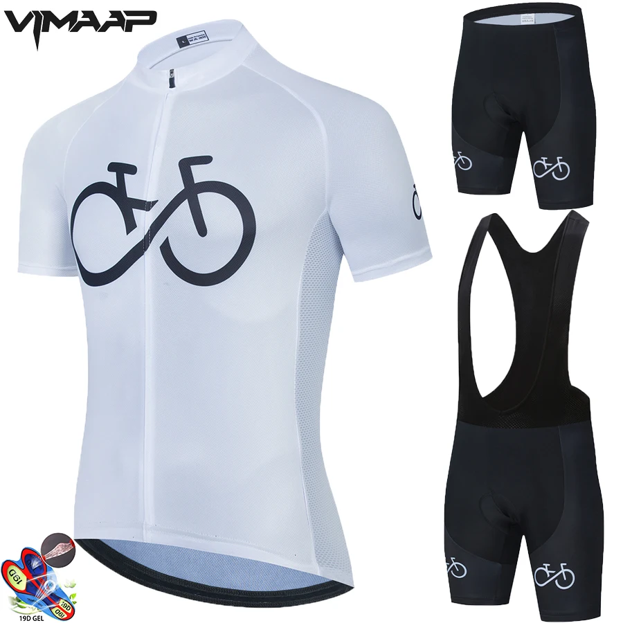 Equipe de Bicicleta Ropa dos Homens da Bicicleta Branca Ciclismo Roupas Camisa Verão Pro Jerseys 19d Gel Almofada Shorts 2021