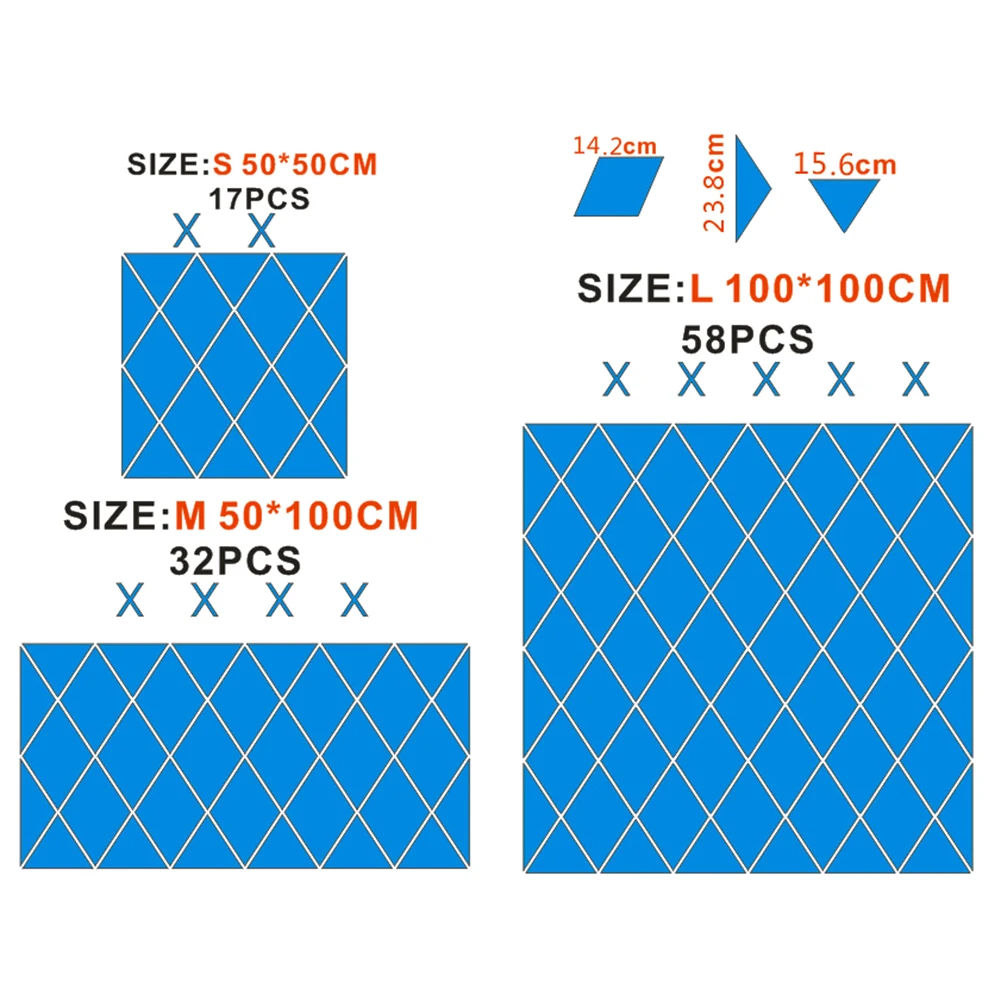 58 шт. алмазные треугольники настенное искусство акриловые зеркальные настенные
