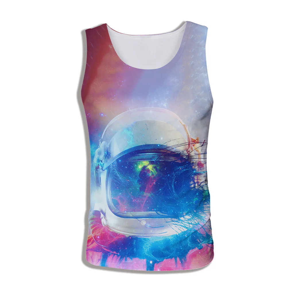 Новинка 2019 мужской жилет с 3d принтом космонавта майка без рукавов для фитнеса