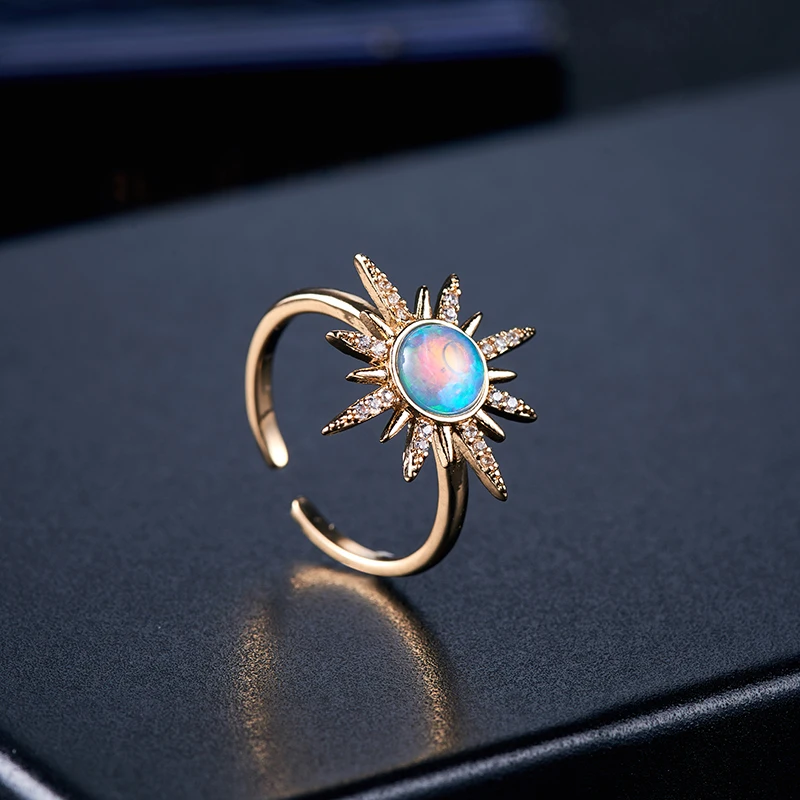 Модное Золотое роскошное кольцо с микро инкрустацией из кристаллов красочный