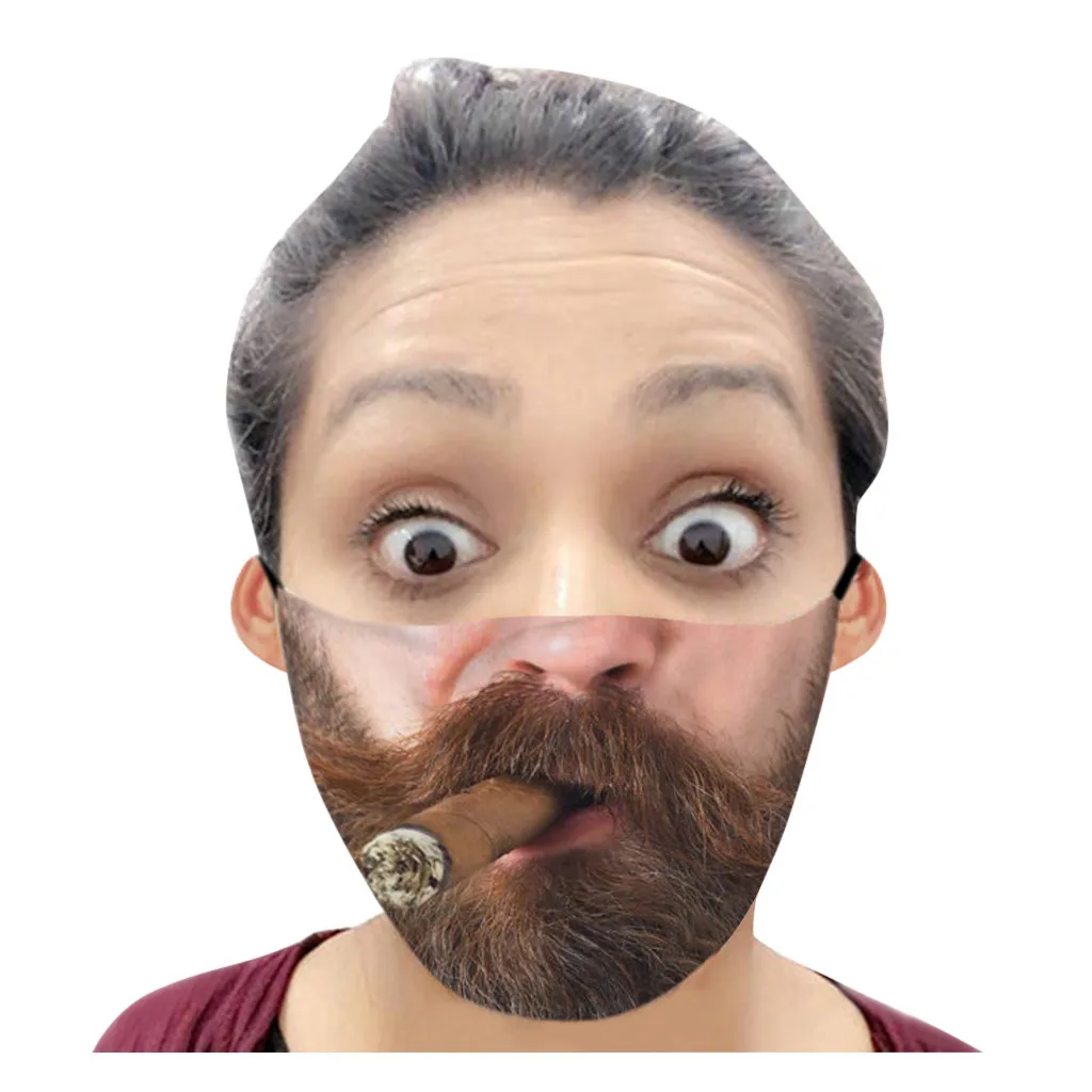 1 шт. унисекс забавной бородкой Печати Маски со ртом для лица с защитой от пыли