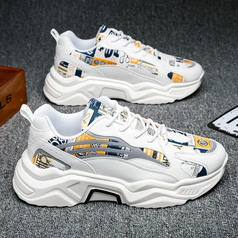 

Men Chunky Sneakers New Fashion Thick Bottom Graffiti Sport Shoes Casual Platform Sneakers Men Zapatos De Hombre Footwear