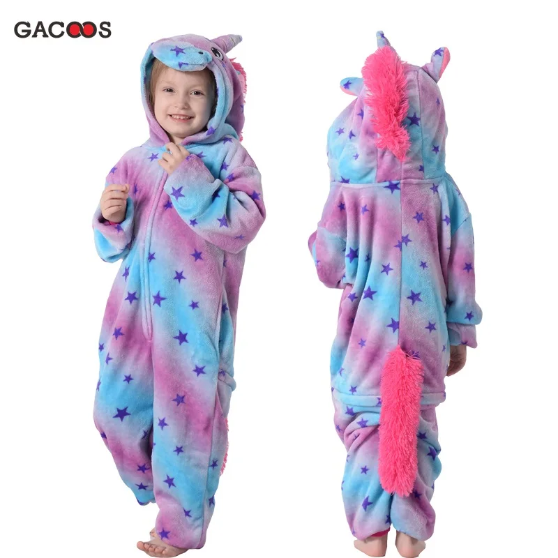 Детская Пижама с единорогом Kugurumi зимняя для девочек героями