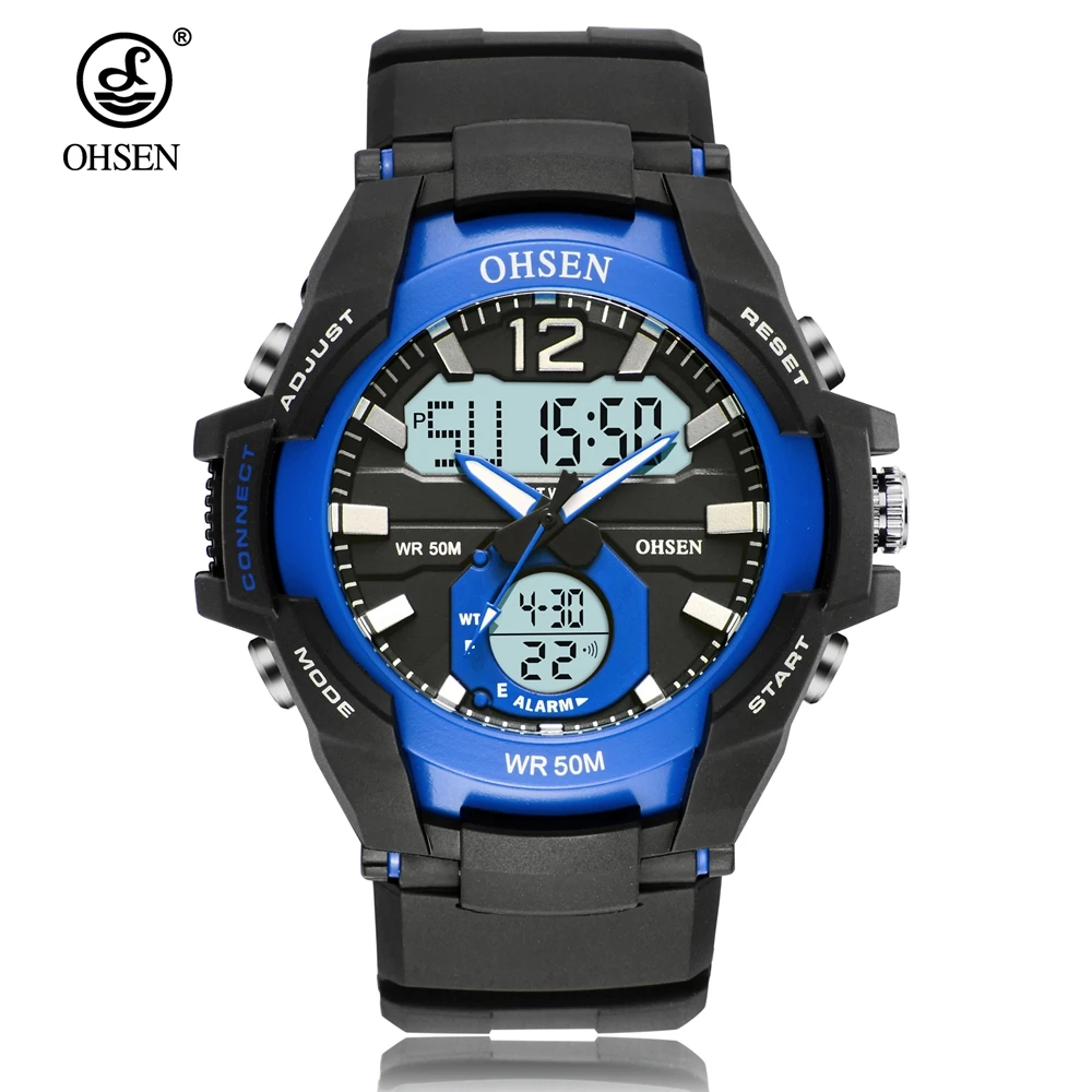 Blue wristwatch Цифровые электронные мужские наручные спортивные часы Модные Военные зеленые кварцевые часы Силиконовые часы браслет relogio masculino - Цвет: Blue wristwatch